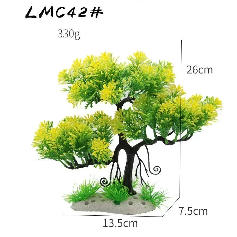 Simulation Aquarium Plant Decoration – Plastic Water Plants, Flowers, Trees, and Rock Accessories for Fish Tank Landscaping