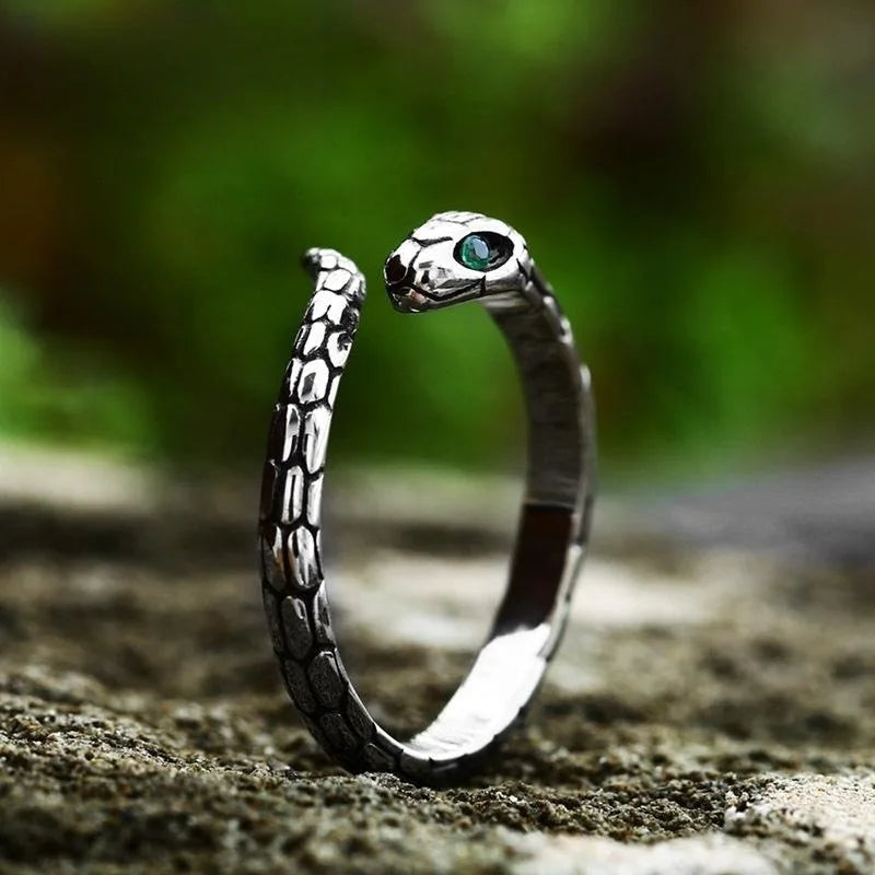 Adjustable Snake-Shaped 925 Sterling Silver Ring for Women – Vintage-Inspired Statement Jewelry