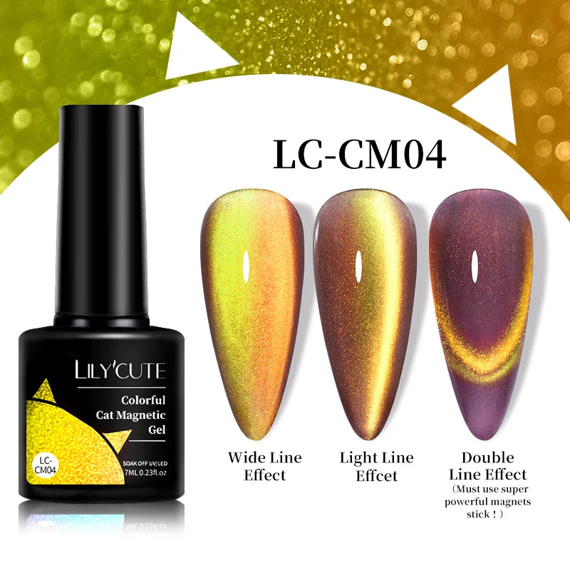 7ml Dynamic Reflective Cat Eye Magnetic Gel – Glitter Soak-Off Nail Polish with 3D Magnet Effect