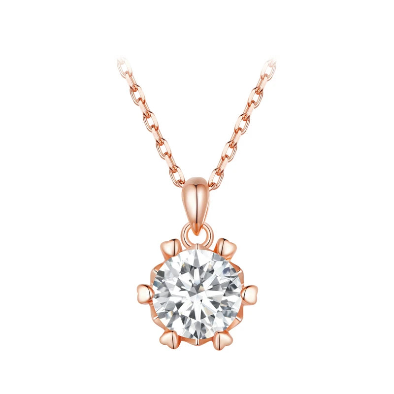1 Carat Moissanite Pendant Necklace for Women – High-Quality 925 Sterling Silver, D Color VVS1, Elegant Geometric Design for Bridal & Party Jewelry