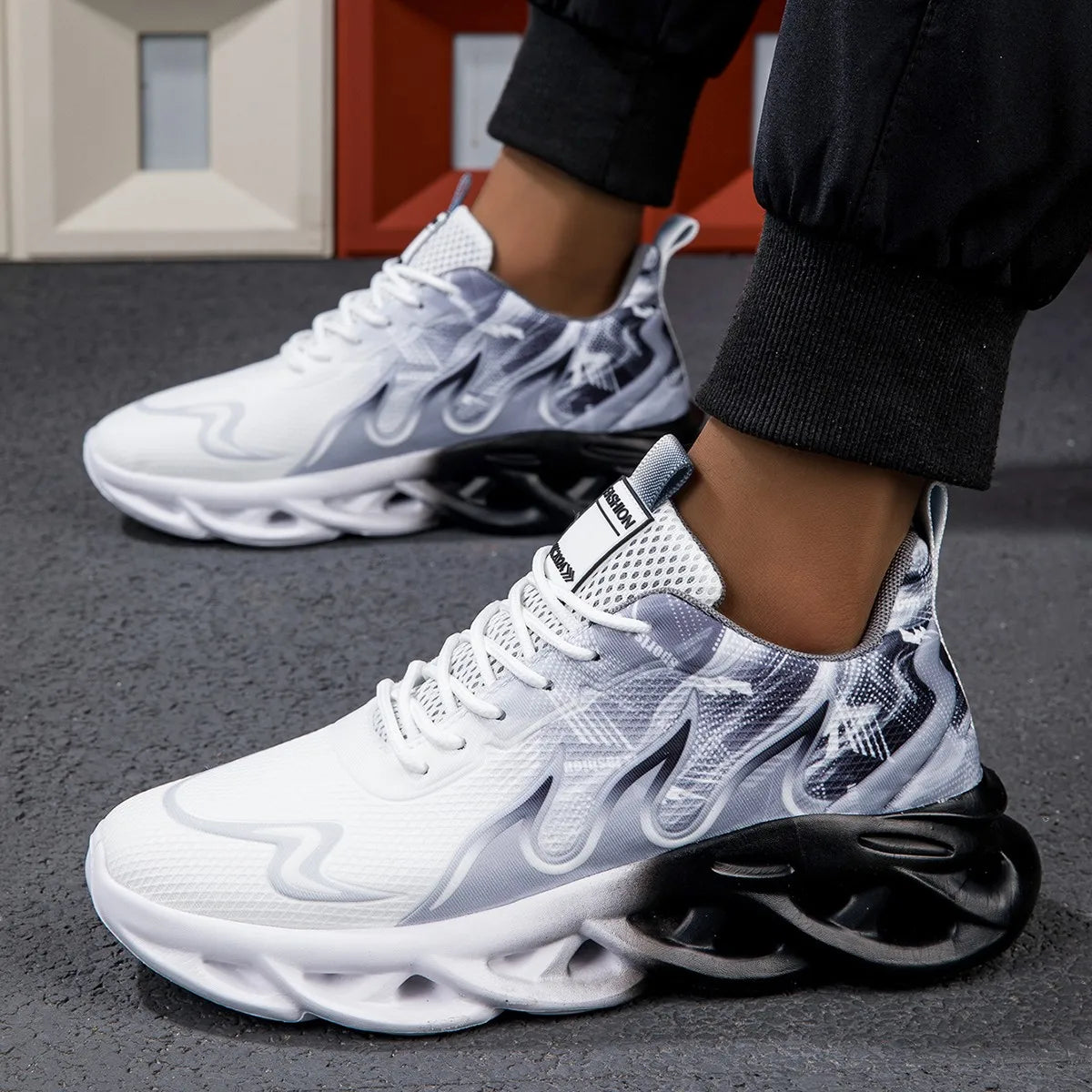 Unisex Lightweight Mesh Running Shoes – Breathable Lace-Up Sneakers with Flat EVA Sole, Comfortable Stability Trainers for Tennis, Walking & Summer Activity