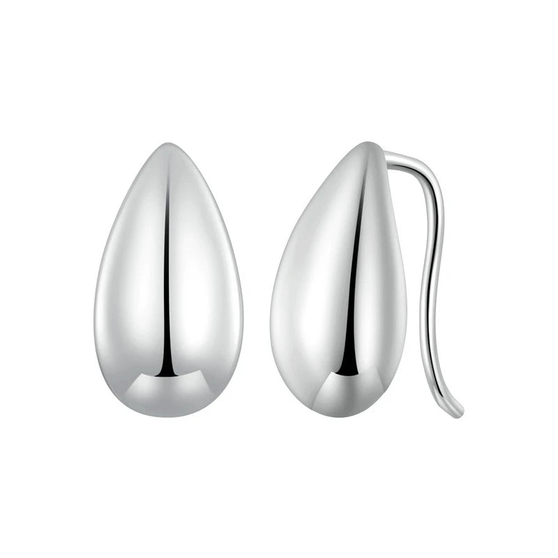 925 Sterling Silver Teardrop Stud Earrings – Glossy Waterdrop Design Fine Jewelry for Women
