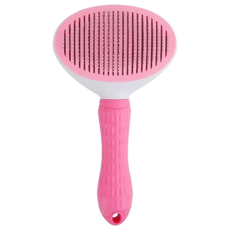 Stainless Steel Pet Grooming Brush – Hair Removal Comb for Long-Haired Dogs and Cats with Anti-Slip Handle