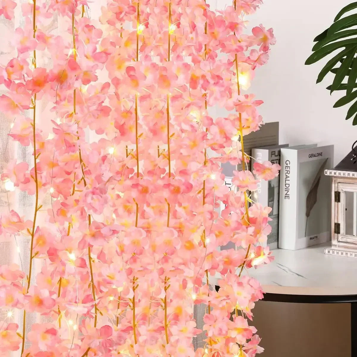 Cherry Blossom Flower Garland Fairy Lights – 2M 20LED Floral String Lights for Bedroom, Wedding, and Party Decoration