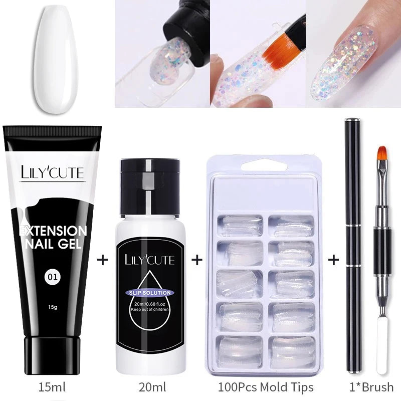 15ml Nail Extension Gel Kit – Soak Off UV Acrylic Gel in White, Clear & Pink for Home or Salon Nail Art