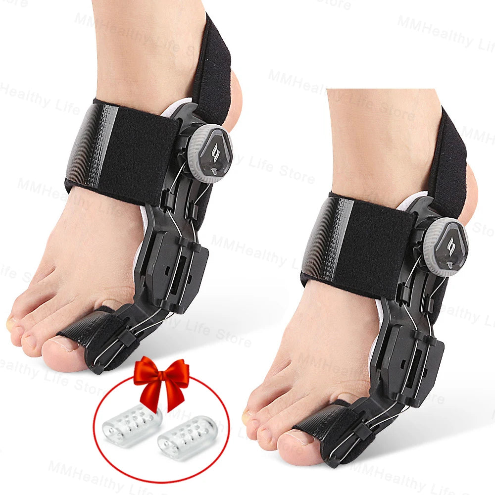 Adjustable Bunion Corrector – Hallux Valgus Toe Straightener with Rotating Knob, Toe Separator & Soft Silicone Pad