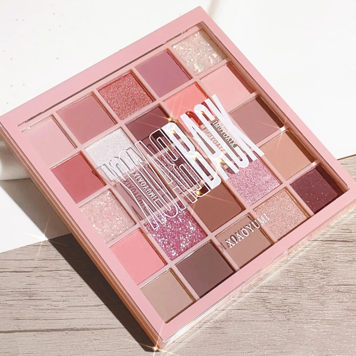 25-Color High Gloss Eyeshadow Palette – Cement Grey, Rose Brown, Matte & Glitter Finishes for Daily Makeup