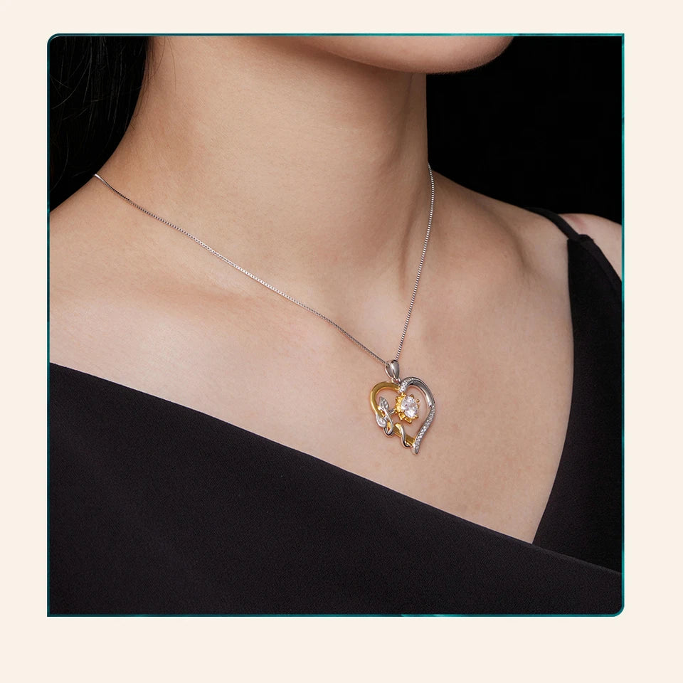 1 Carat Heart-Shaped Moissanite Pendant Necklace – D Color VVS1 Stone with 925 Sterling Silver Chain for Women