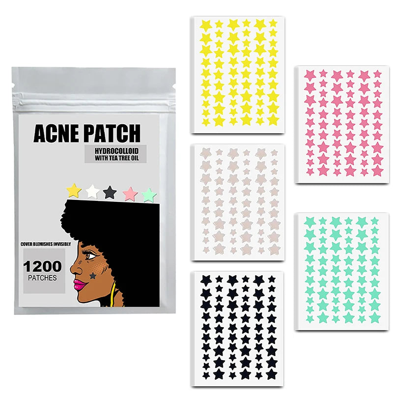 300/600/1200pcs Star-Shaped Acne Pimple Patches – Invisible Hydrocolloid Spot Stickers for All Skin Types