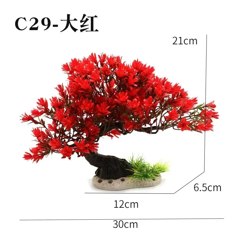 Simulation Aquarium Plant Decoration – Plastic Water Plants, Flowers, Trees, and Rock Accessories for Fish Tank Landscaping