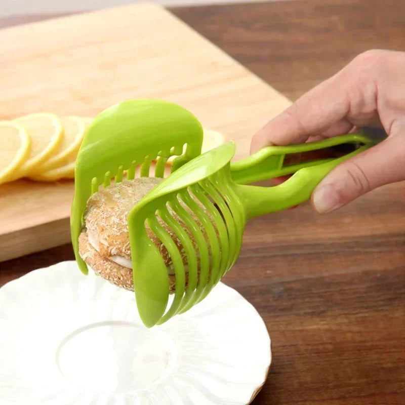 Stainless Steel Handheld Fruit and Vegetable Slicer – Orange, Lemon, Tomato, Onion Cutter Clip for Kitchen Prep