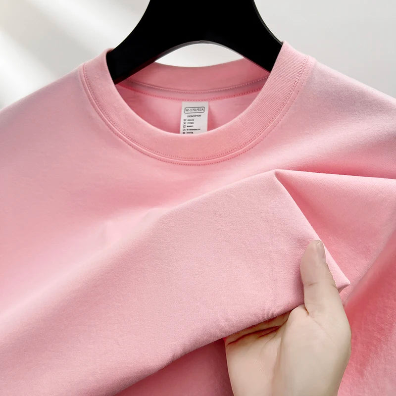 100% Cotton Men's Summer T-Shirt – Casual Loose Fit Round Neck Solid Color Tee (Plus Sizes Available)