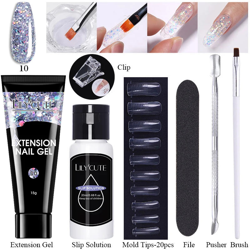 15ml Nail Extension Gel Kit – Soak Off UV Acrylic Gel in White, Clear & Pink for Home or Salon Nail Art