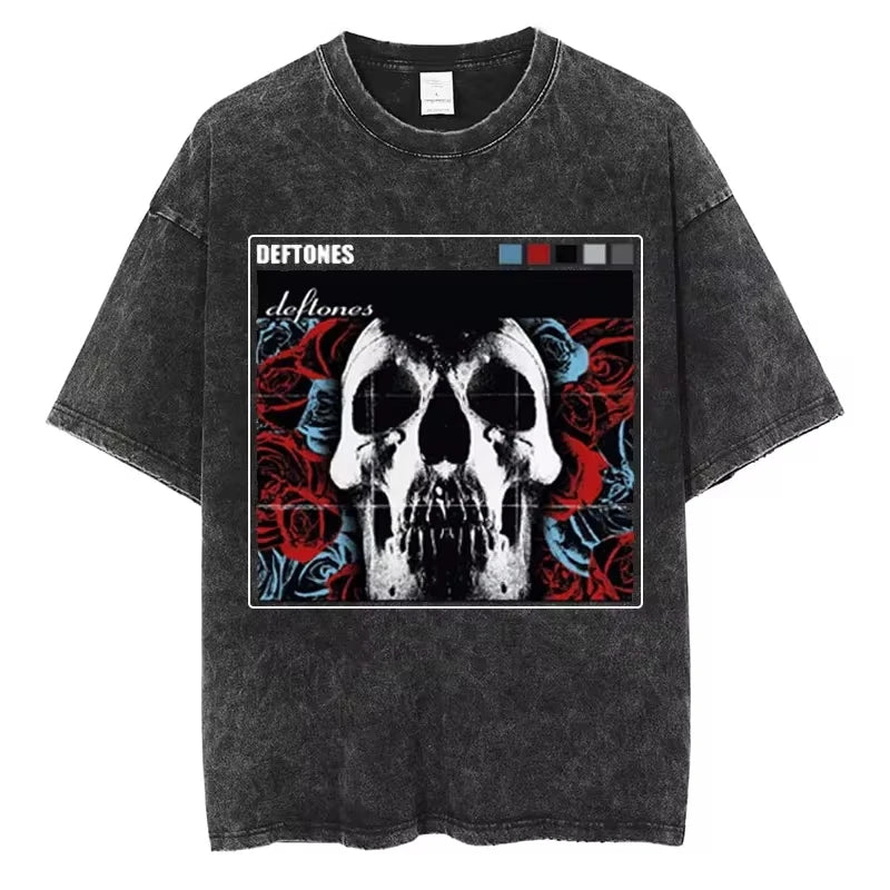 Vintage Deftones Graphic T-Shirt – Washed Cotton Hip-Hop Streetwear for Men and Women