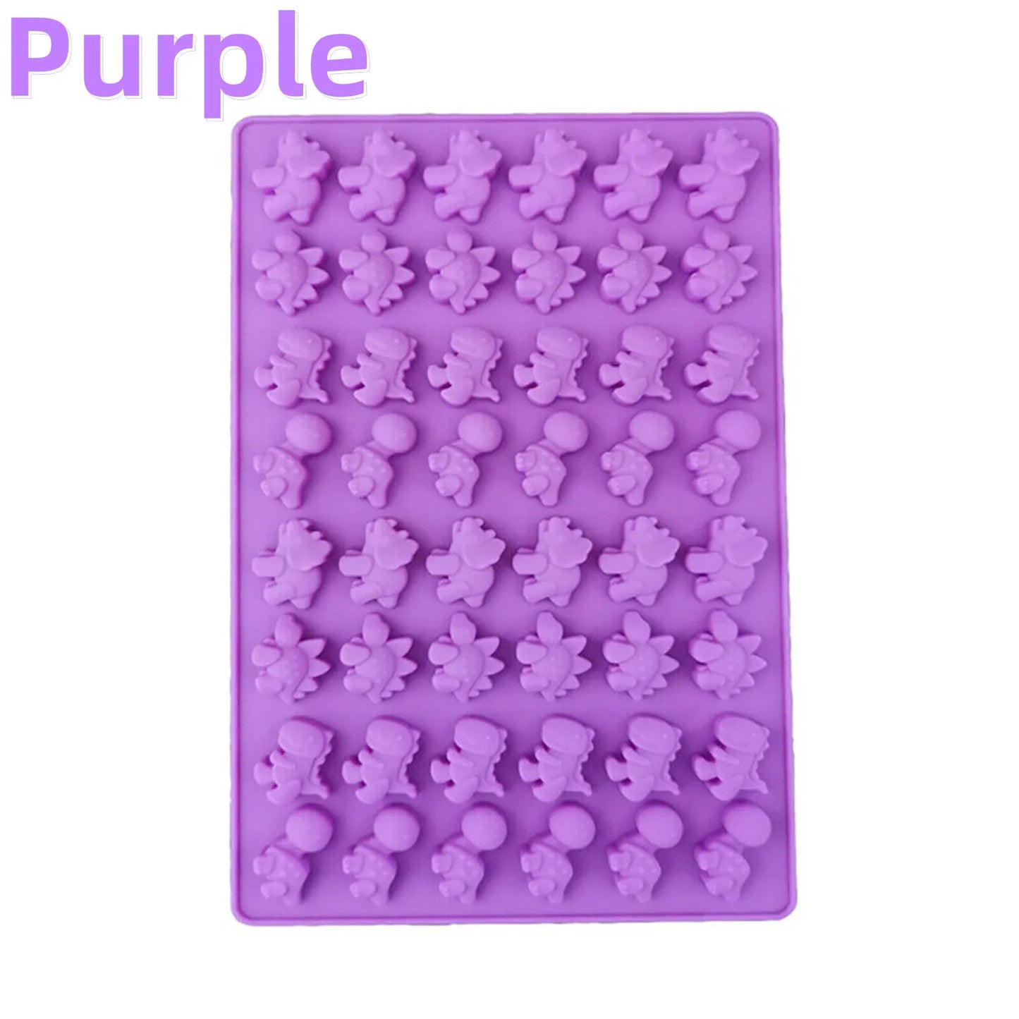 48-Cavity Dinosaur Silicone Mold with Dropper – Candy, Chocolate, Ice Cube & Fondant Tray
