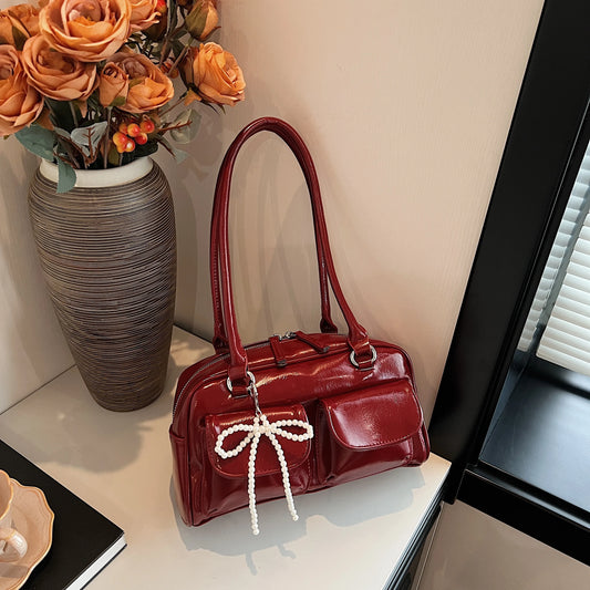 Underarm Bow Pillow Bag – Korean Style Soft PU Shoulder Bag for Women