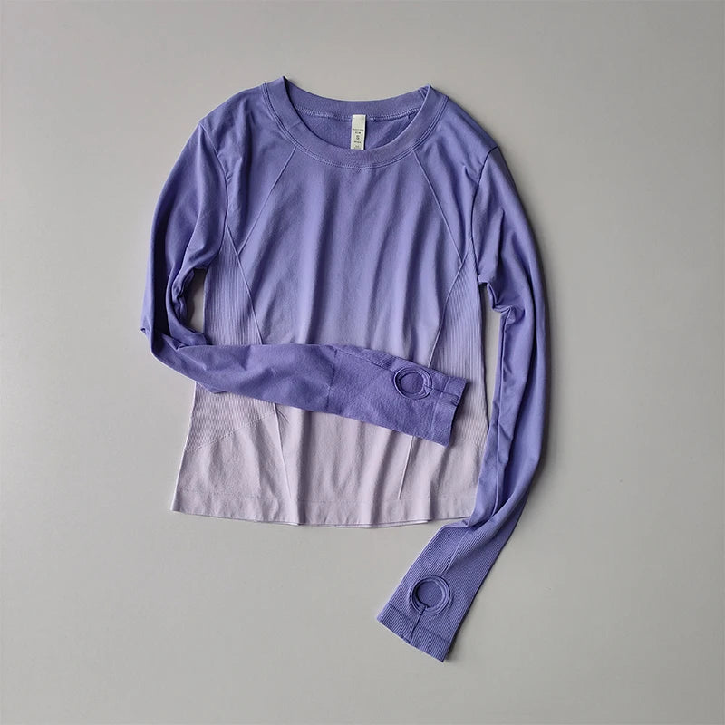 Slim Fit Quick-Dry Long Sleeve Yoga Shirt – Women's Seamless Fitness Top