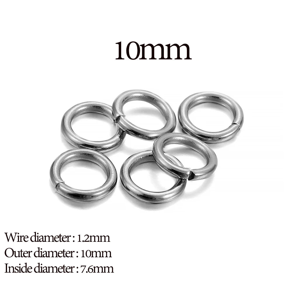 30–200pcs Stainless Steel Split Jump Rings – 3–25mm Open Loop Connectors for DIY Jewelry Making Accessories