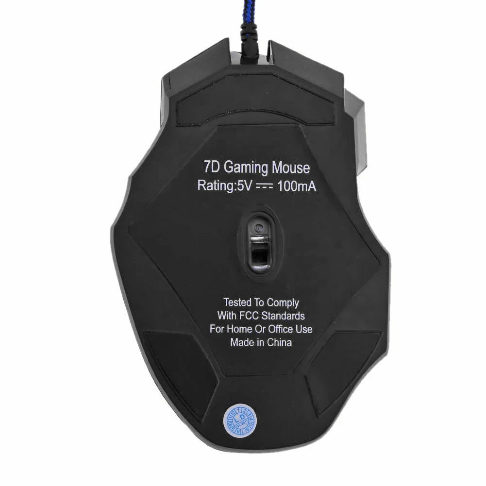 USB Wired Gaming Mouse – 7-Button Ergonomic Optical Mouse with Adjustable 5500 DPI and Backlit Design for PC Desktop Computer Gamers