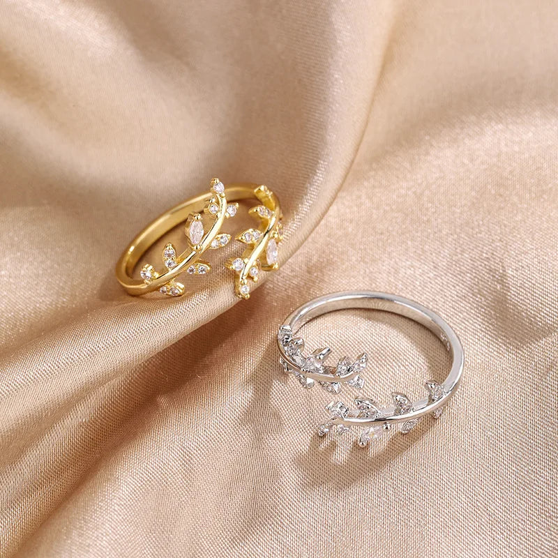 Adjustable Branch Design Ring – 925 Sterling Silver Gold-Plated Women's Cocktail Ring