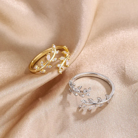Adjustable Branch Design Ring – 925 Sterling Silver Gold-Plated Women's Cocktail Ring