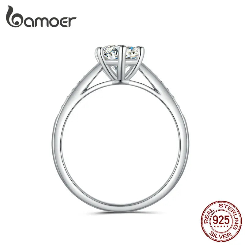 0.8 Carat Moissanite Engagement Ring – D Color VVS1 Stone with Zircon Accents on 925 Sterling Silver for Women