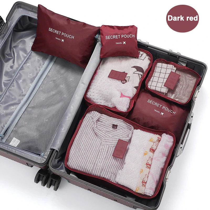 6-Piece Travel Luggage Organizer Set – Portable Packing Cubes for Clothes, Shoes, Toiletries & Accessories with Zipper Closure