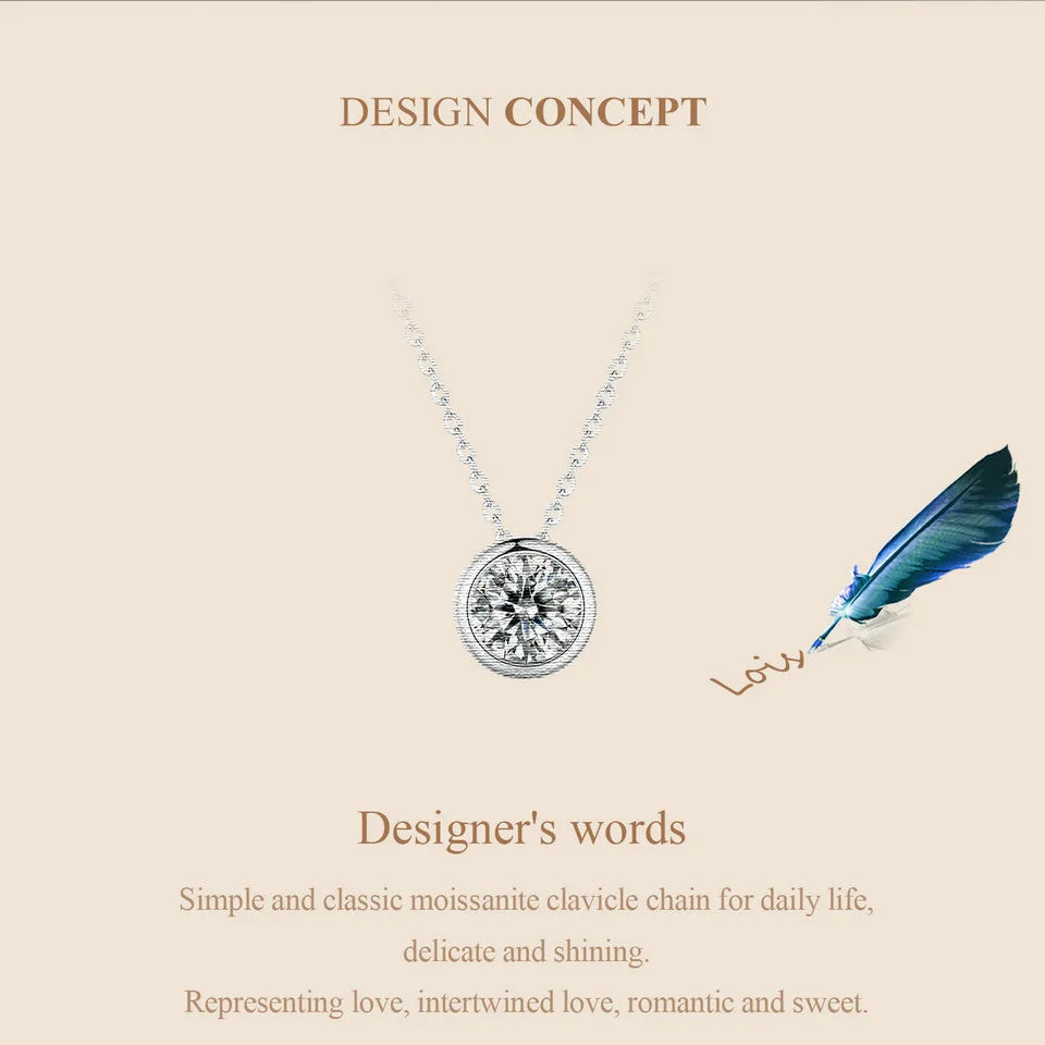 1 Carat Moissanite Pendant Necklace for Women – 925 Sterling Silver Bazel Setting, D Color VVS1 Diamond Look, Wedding & Gift Jewelry