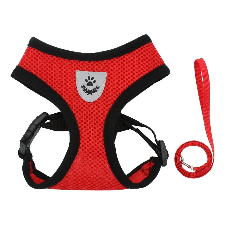 Adjustable Reflective Mesh Dog & Cat Harness with Leash – Breathable Vest for Small Pets