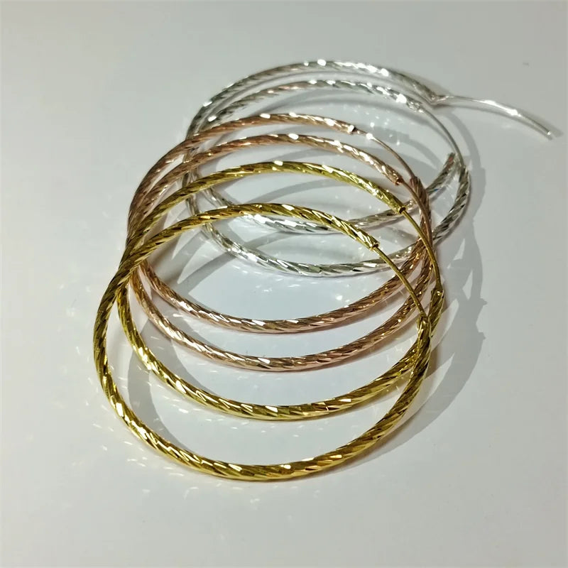 18K Yellow Gold Plated Sterling Silver Hoop Earrings for Women