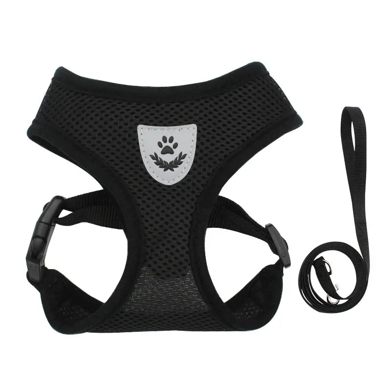 Adjustable Reflective Mesh Dog & Cat Harness with Leash – Breathable Vest for Small Pets