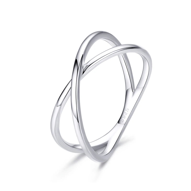 14K Gold Plated X Cross Ring for Women – Minimalist 925 Sterling Silver Promise Jewelry