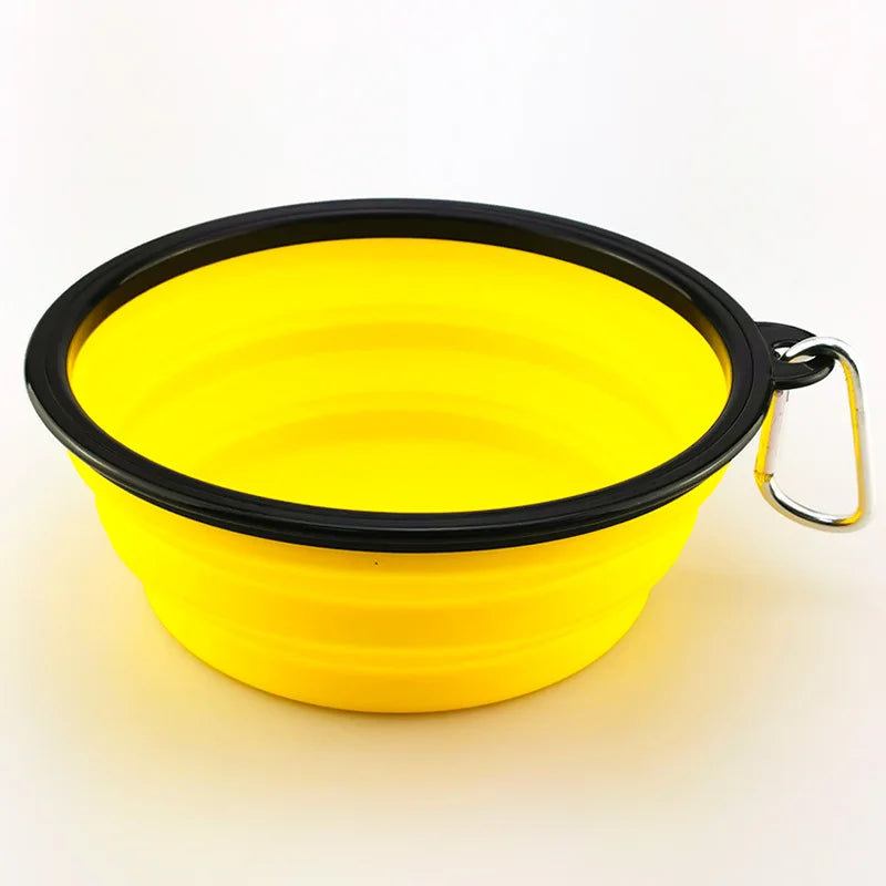 Collapsible Silicone Dog Bowl with Carabiner – Portable Folding Pet Food & Water Dish for Travel, Hiking & Camping (350ml)