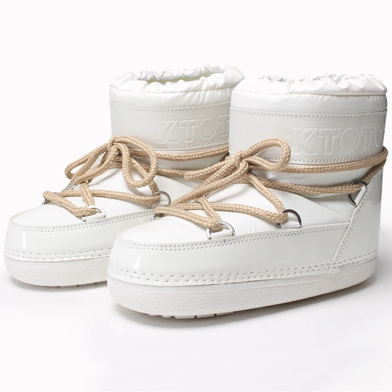 Women's Winter Lace-Up Snow Boots – Mid-Calf Waterproof Platform Boots with Faux Fur and Non-Slip Sole