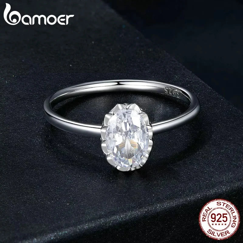 1 Carat Oval Moissanite Engagement Ring – Solitaire Promise Ring with 925 Sterling Silver and White Gold Plating for Women