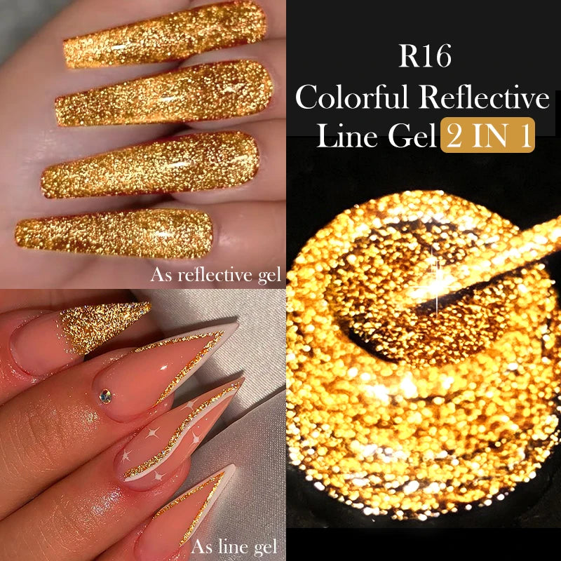 7ml Metallic Chrome Silver Mirror Effect Gel – Super Bright Line Art & French Tip Nail Painting Gel Polish
