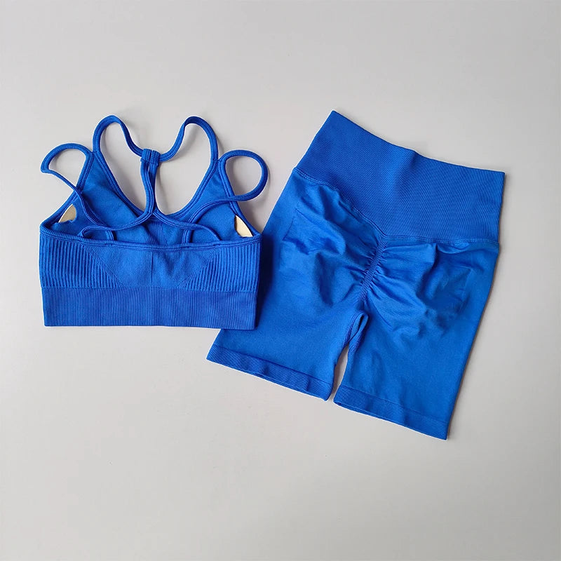 Women's Peach High Waist Yoga Set – Quick-Dry Sports Bra & 3/4 Leggings Two-Piece Fitness Outfit