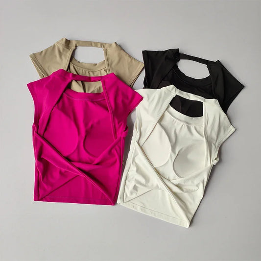 Backless Quick-Dry Yoga Vest – Slim Fit Sports Top with Chest Pads