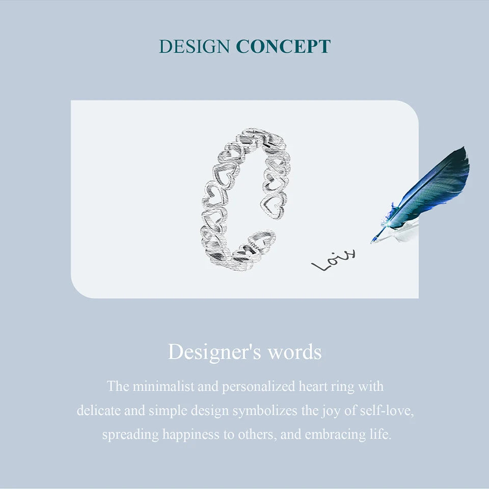 925 Sterling Silver Heart Stackable Ring – Classic Valentine's Love Band for Women
