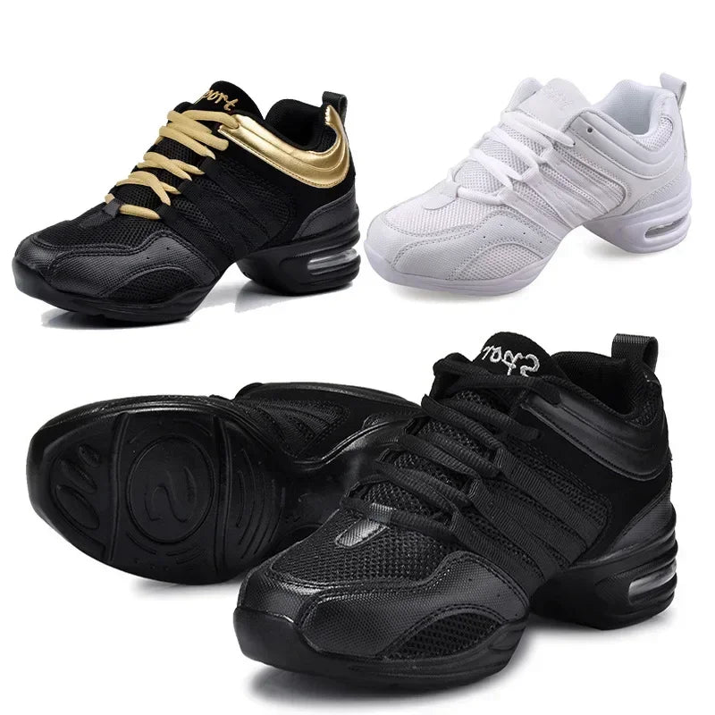Women's Jazz Dance Sneakers – Breathable Fabric Hip Hop Shoes with Soft Plastic Outsole