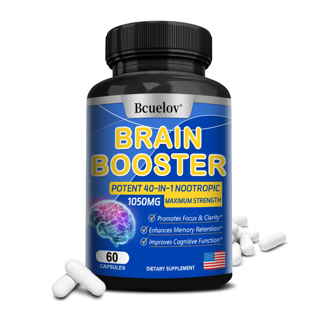 Advanced Brain Booster Supplement – Enhances Memory, Focus, and Cognitive Function – Supports Brain Development – 30/60/120 Capsules