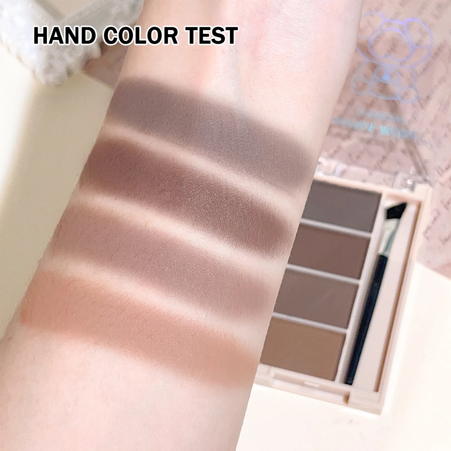 4-Color Eyebrow Powder Palette with Brush – Gray & Brown Matte Tones for Natural Long-Lasting Definition