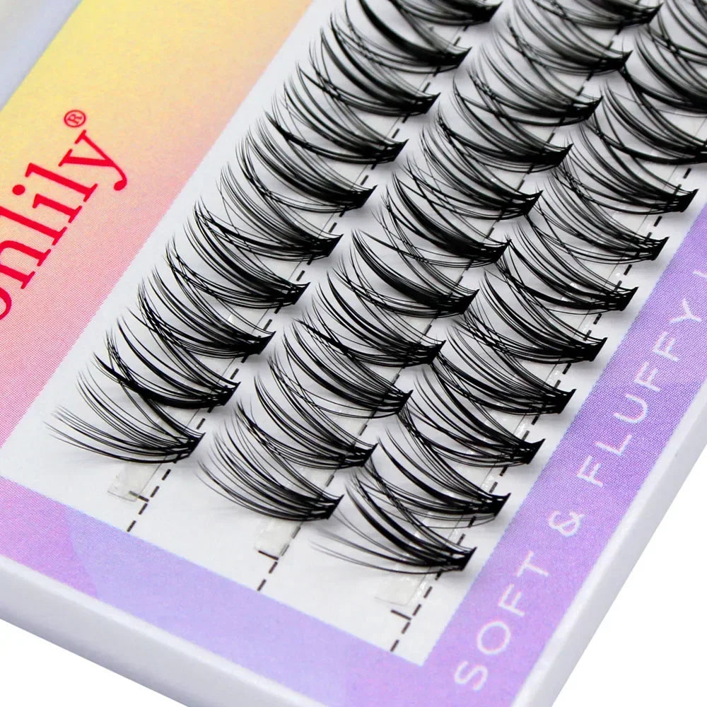 Silk Cluster Eyelash Extensions – Natural Long 3D Volume Faux Individual Lashes (60PCS, C/D Curl)