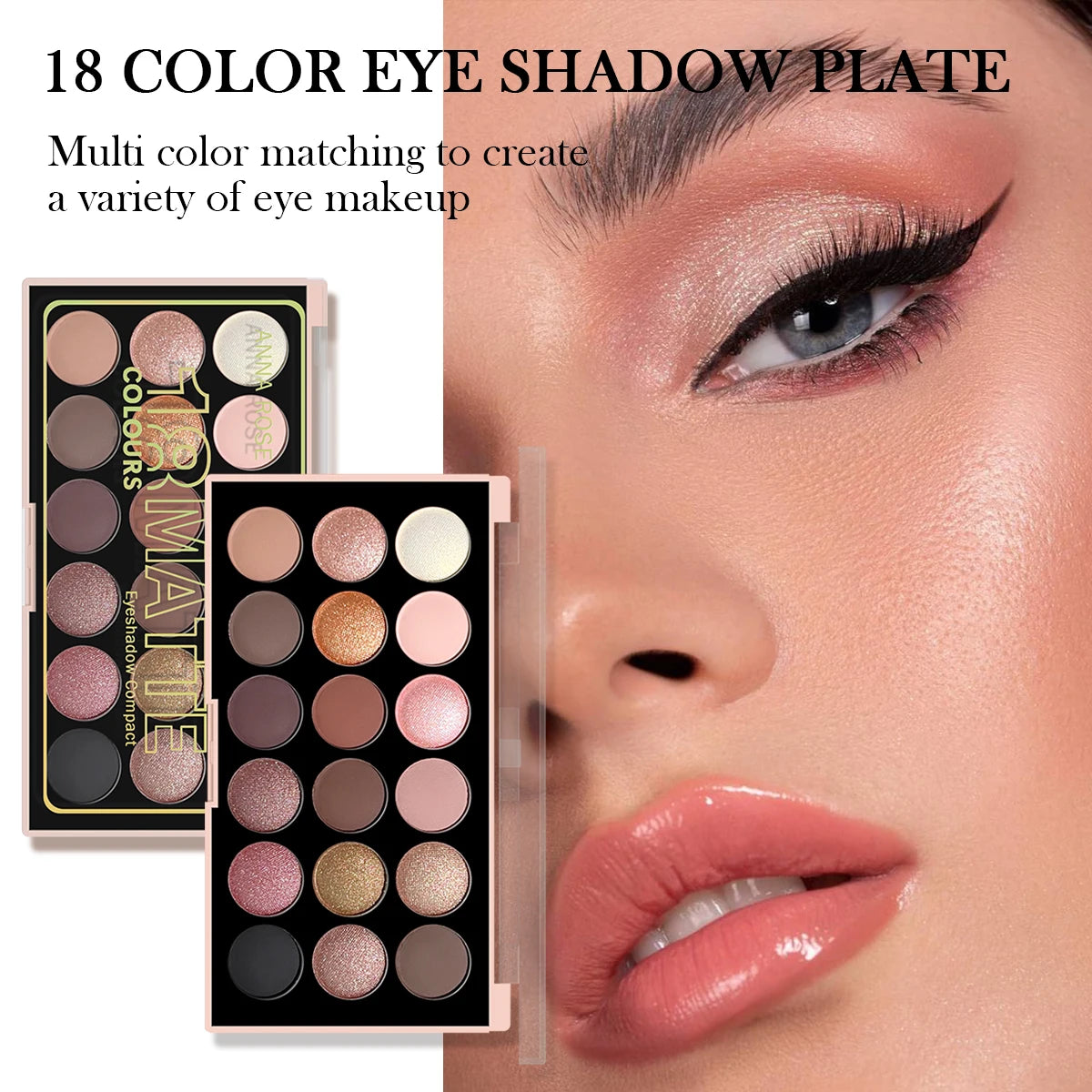 18-Color Earth Tone Eyeshadow Palette – Matte, Pearlescent, Glitter & Fine Shimmer Finishes, Long-Lasting & Waterproof