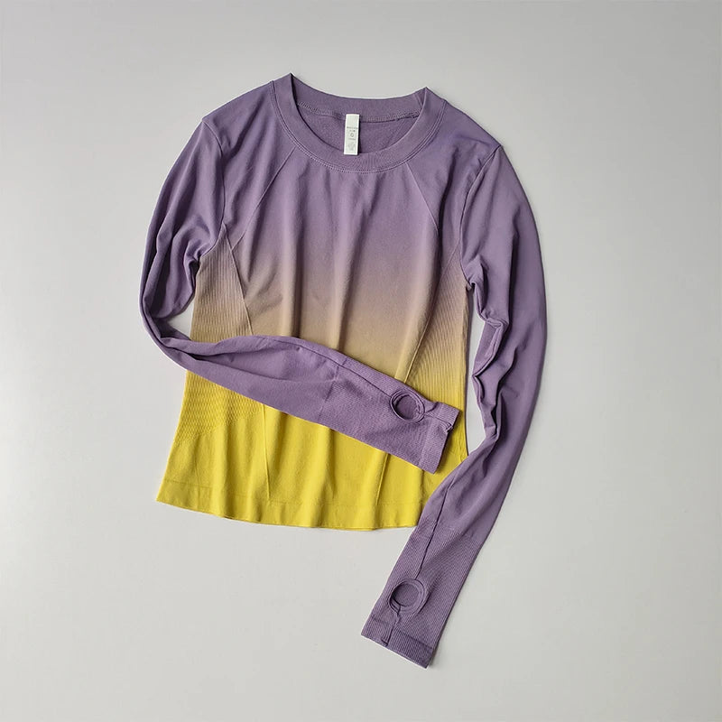 Slim Fit Quick-Dry Long Sleeve Yoga Shirt – Women's Seamless Fitness Top