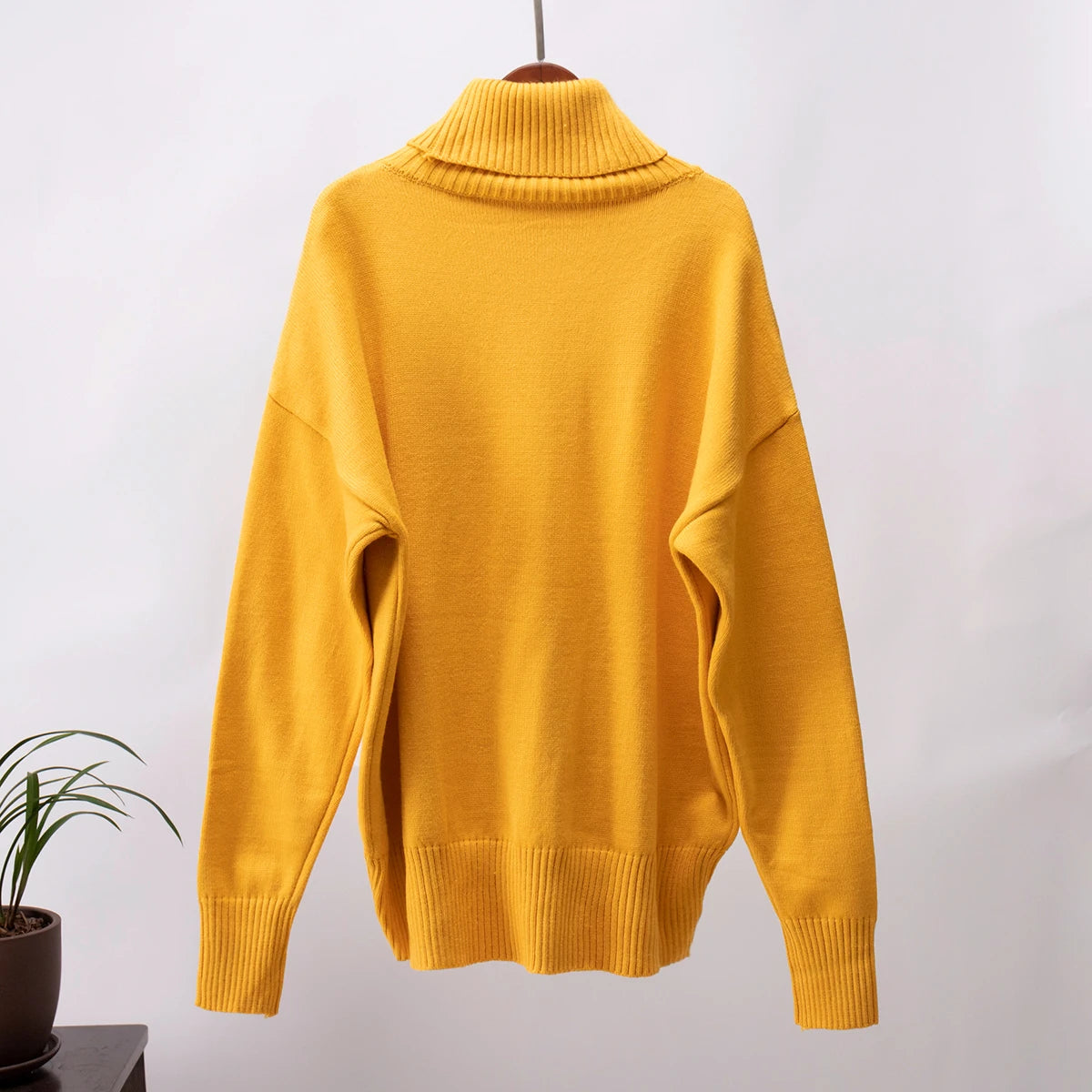 Women's Oversized Turtleneck Sweater – Thick Knit Casual Pullover for Autumn Winter