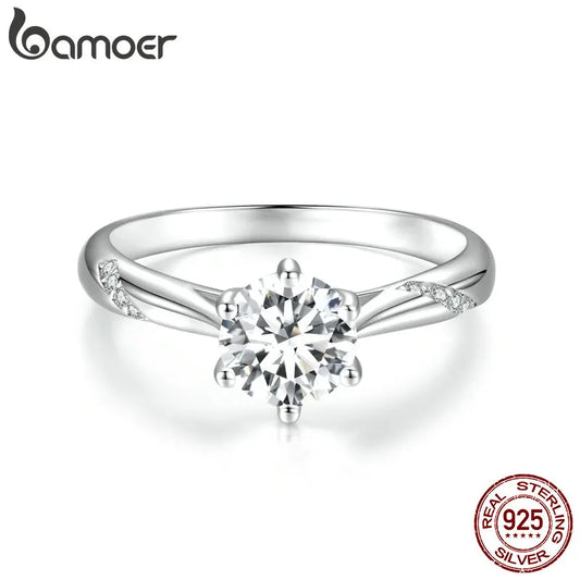 1 Carat Round Moissanite Solitaire Engagement Ring – D Color VVS1 Stone on 925 Sterling Silver for Women