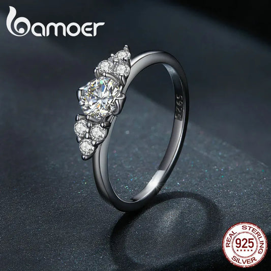 0.5 Carat Round Moissanite Engagement Ring – D Color VVS1 Stone with CZ Accents on 925 Sterling Silver Band for Women
