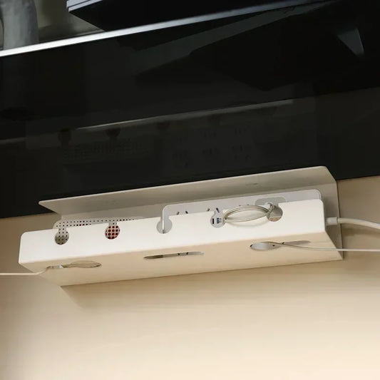 Under Desk Cable Management Tray – Clamp Mount Power Strip Holder with No-Drill Installation, Sturdy & Spacious Organizer