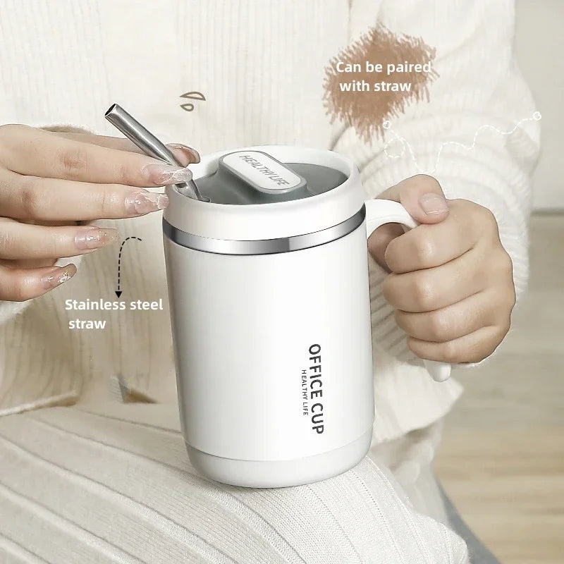 500ml Insulated Coffee Mug with Lid – Portable Large-Capacity Travel Cup with PP or 304 Stainless Steel Liner